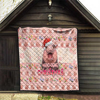 Moodeng Christmas Quilt Cute Hippo Holiday with Pastel Floral Festive Vibes - Wonder Print Shop