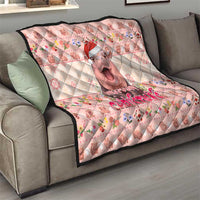 Moodeng Christmas Quilt Cute Hippo Holiday with Pastel Floral Festive Vibes - Wonder Print Shop