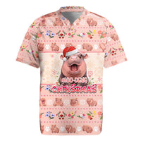 Moodeng Christmas Rugby Jersey Cute Hippo Holiday with Pastel Floral Festive Vibes - Wonder Print Shop