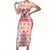 Moodeng Christmas Short Sleeve Bodycon Dress Cute Hippo Holiday with Pastel Floral Festive Vibes - Wonder Print Shop