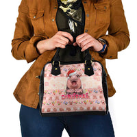 Moodeng Christmas Shoulder Handbag Cute Hippo Holiday with Pastel Floral Festive Vibes - Wonder Print Shop