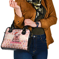 Moodeng Christmas Shoulder Handbag Cute Hippo Holiday with Pastel Floral Festive Vibes - Wonder Print Shop