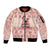 Moodeng Christmas Sleeve Zip Bomber Jacket Cute Hippo Holiday with Pastel Floral Festive Vibes - Wonder Print Shop