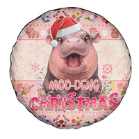 Moodeng Christmas Spare Tire Cover Cute Hippo Holiday with Pastel Floral Festive Vibes - Wonder Print Shop