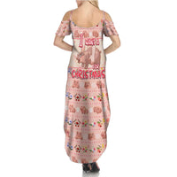 Moodeng Christmas Summer Maxi Dress Cute Hippo Holiday with Pastel Floral Festive Vibes - Wonder Print Shop