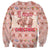 Moodeng Christmas Sweatshirt Cute Hippo Holiday with Pastel Floral Festive Vibes - Wonder Print Shop