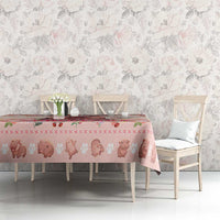 Moodeng Christmas Tablecloth Cute Hippo Holiday with Pastel Floral Festive Vibes - Wonder Print Shop