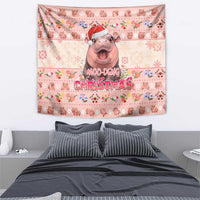 Moodeng Christmas Tapestry Cute Hippo Holiday with Pastel Floral Festive Vibes - Wonder Print Shop