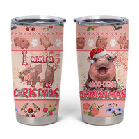 Moodeng Christmas Tumbler Cup Cute Hippo Holiday with Pastel Floral Festive Vibes - Wonder Print Shop