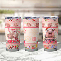 Moodeng Christmas Tumbler Cup Cute Hippo Holiday with Pastel Floral Festive Vibes - Wonder Print Shop