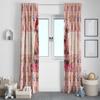 Moodeng Christmas Window Curtain Cute Hippo Holiday with Pastel Floral Festive Vibes - Wonder Print Shop