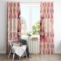 Moodeng Christmas Window Curtain Cute Hippo Holiday with Pastel Floral Festive Vibes - Wonder Print Shop