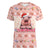 Moodeng Christmas Women V-Neck T-Shirt Cute Hippo Holiday with Pastel Floral Festive Vibes - Wonder Print Shop