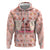 Moodeng Christmas Zip Hoodie Cute Hippo Holiday with Pastel Floral Festive Vibes - Wonder Print Shop