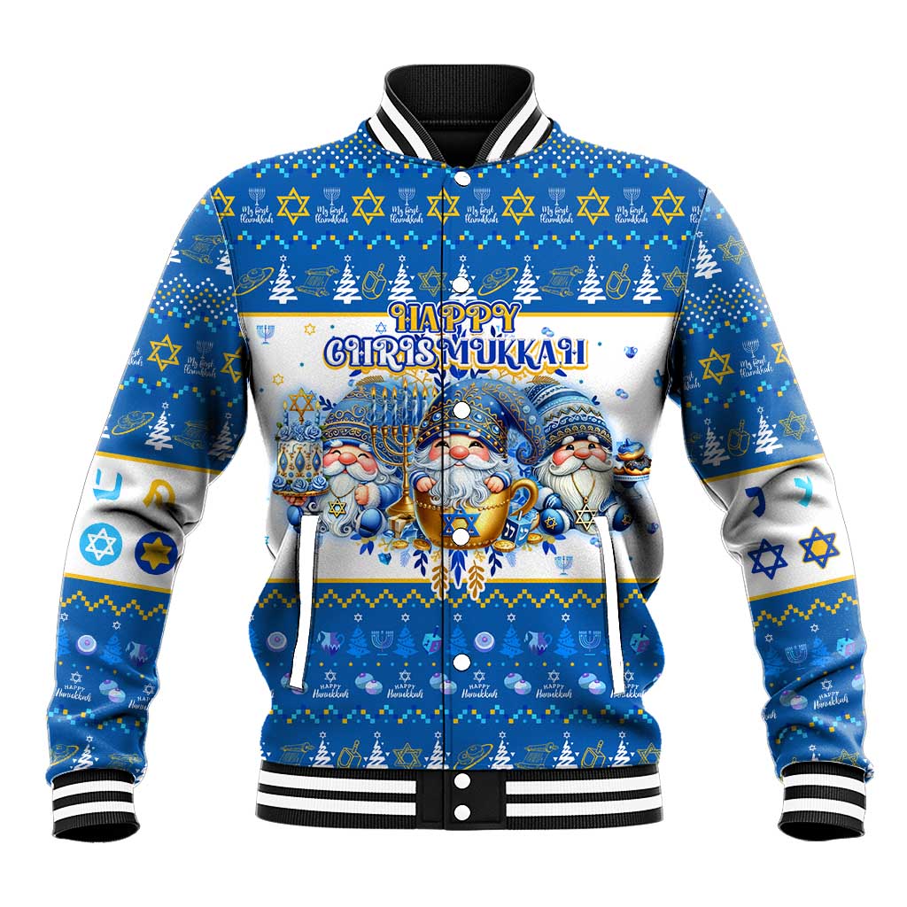 Happy Chrismukkah Baseball Jacket Gnome Funny Hanukkah Christmas Mashup - Wonder Print Shop