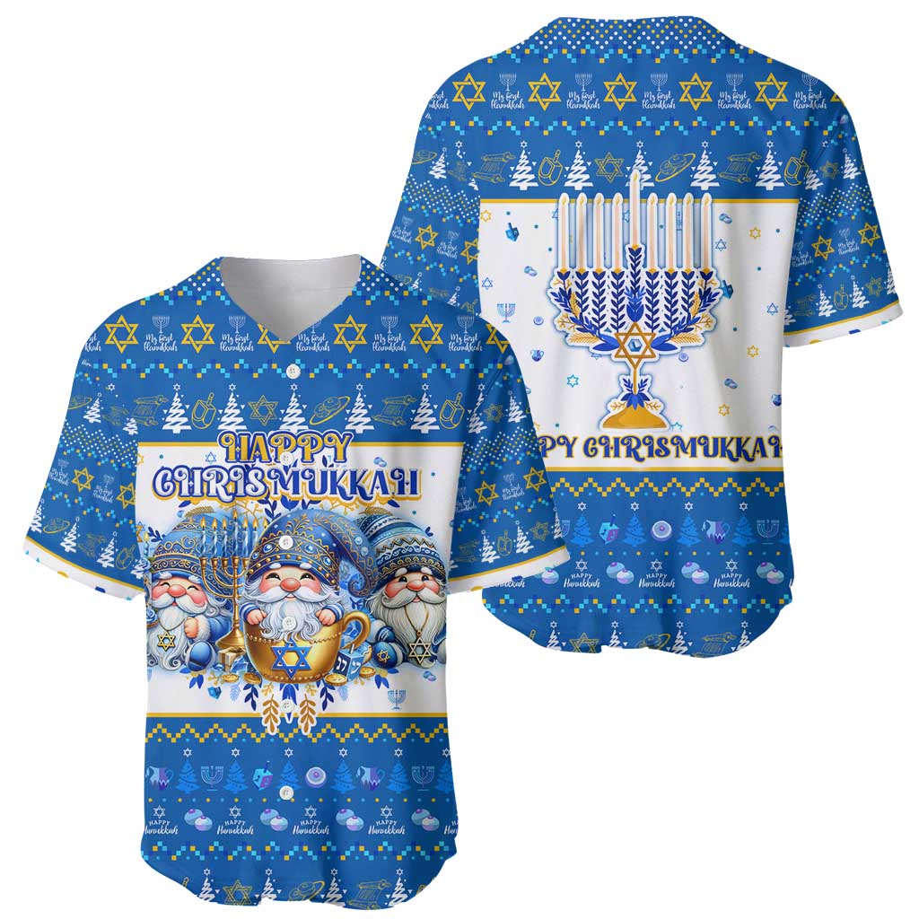 Happy Chrismukkah Baseball Jersey Gnome Funny Hanukkah Christmas Mashup - Wonder Print Shop