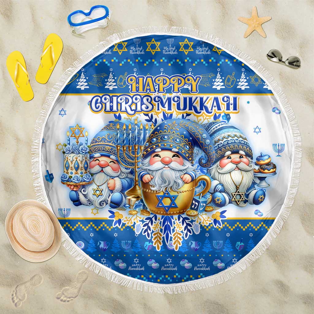 Happy Chrismukkah Beach Blanket Gnome Funny Hanukkah Christmas Mashup - Wonder Print Shop