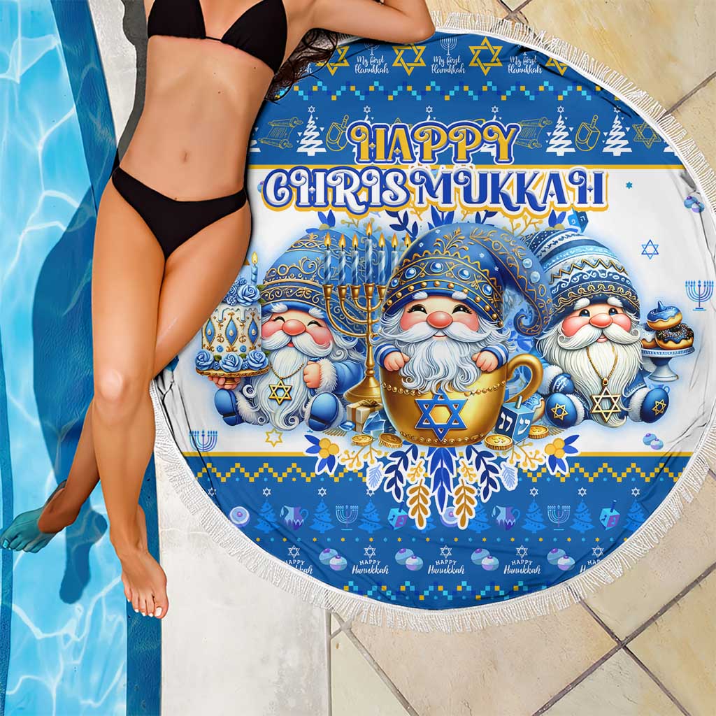 Happy Chrismukkah Beach Blanket Gnome Funny Hanukkah Christmas Mashup - Wonder Print Shop