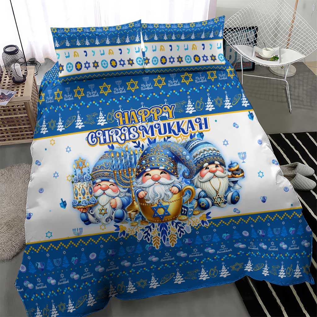 Happy Chrismukkah Bedding Set Gnome Funny Hanukkah Christmas Mashup - Wonder Print Shop
