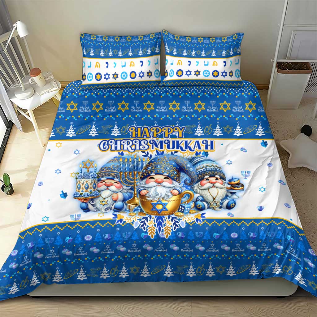 Happy Chrismukkah Bedding Set Gnome Funny Hanukkah Christmas Mashup - Wonder Print Shop