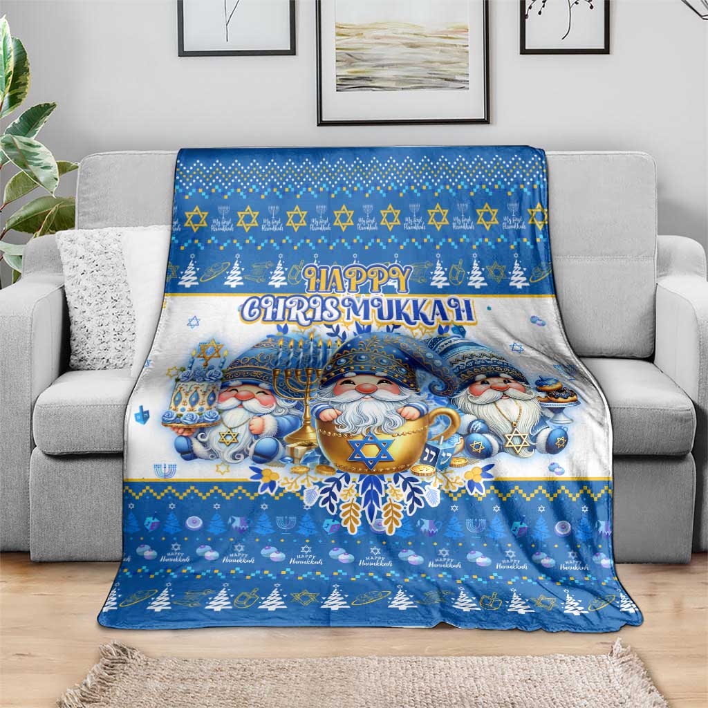Happy Chrismukkah Blanket Gnome Funny Hanukkah Christmas Mashup - Wonder Print Shop
