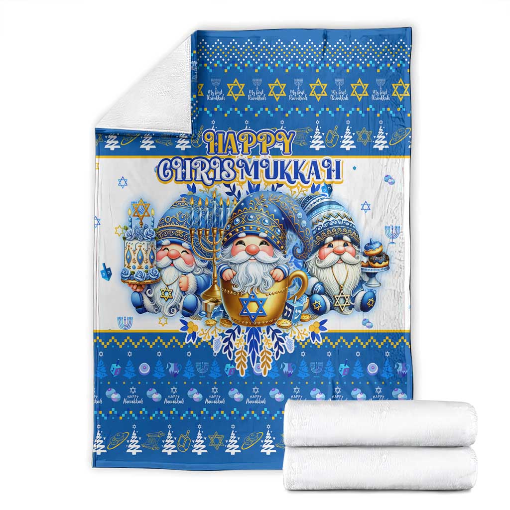 Happy Chrismukkah Blanket Gnome Funny Hanukkah Christmas Mashup - Wonder Print Shop