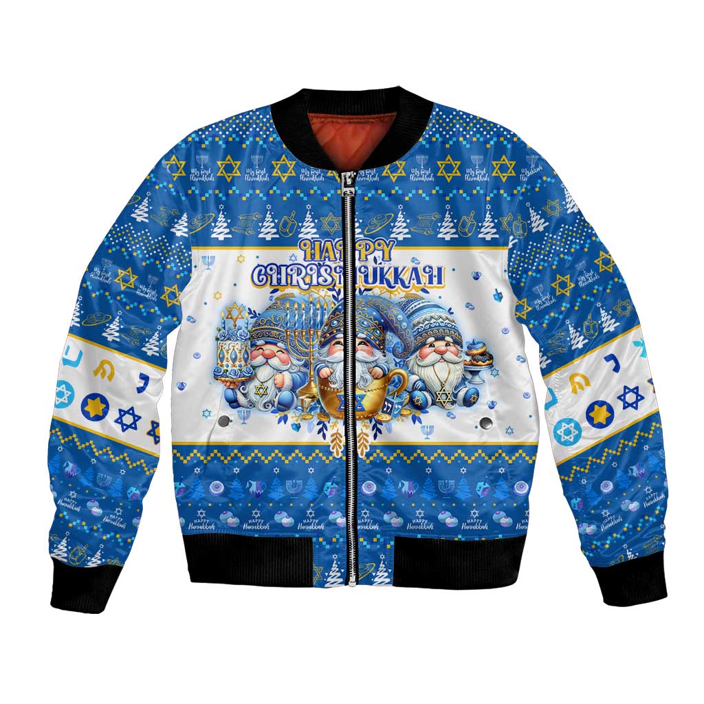 Happy Chrismukkah Bomber Jacket Gnome Funny Hanukkah Christmas Mashup - Wonder Print Shop