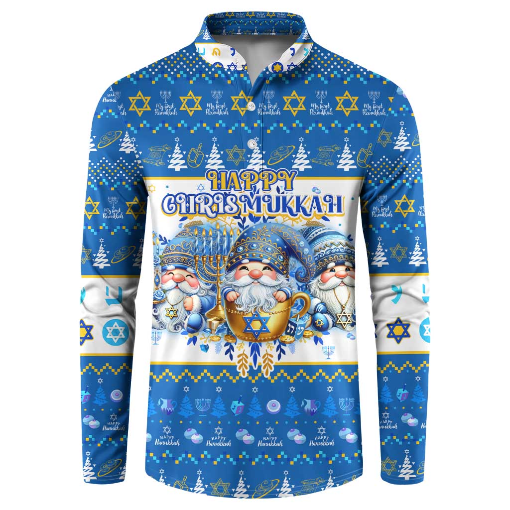 Happy Chrismukkah Button Sweatshirt Gnome Funny Hanukkah Christmas Mashup - Wonder Print Shop