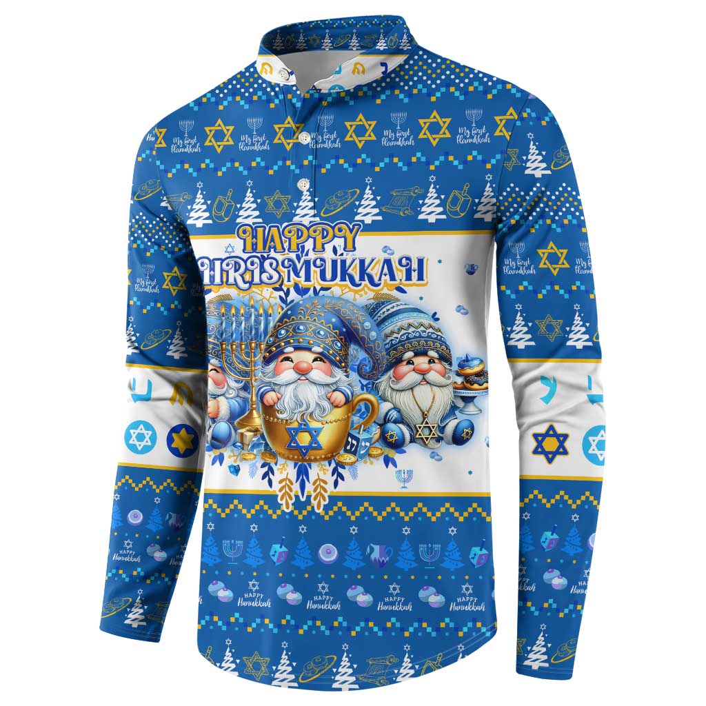 Happy Chrismukkah Button Sweatshirt Gnome Funny Hanukkah Christmas Mashup - Wonder Print Shop