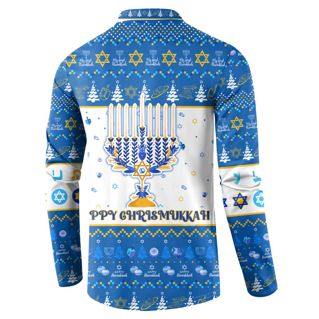Happy Chrismukkah Button Sweatshirt Gnome Funny Hanukkah Christmas Mashup - Wonder Print Shop