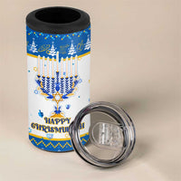 Happy Chrismukkah 4 in 1 Can Cooler Tumbler Gnome Funny Hanukkah Christmas Mashup - Wonder Print Shop