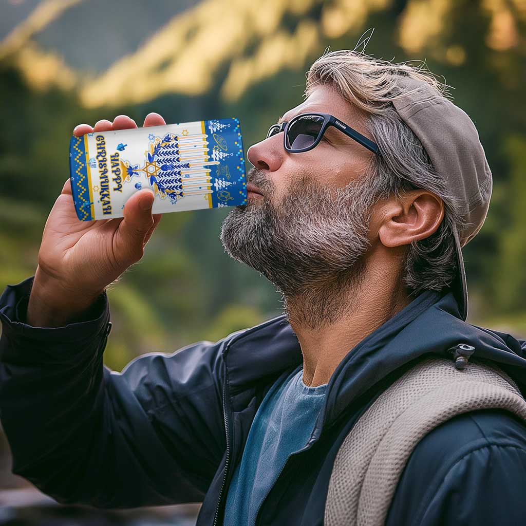 Happy Chrismukkah 4 in 1 Can Cooler Tumbler Gnome Funny Hanukkah Christmas Mashup - Wonder Print Shop