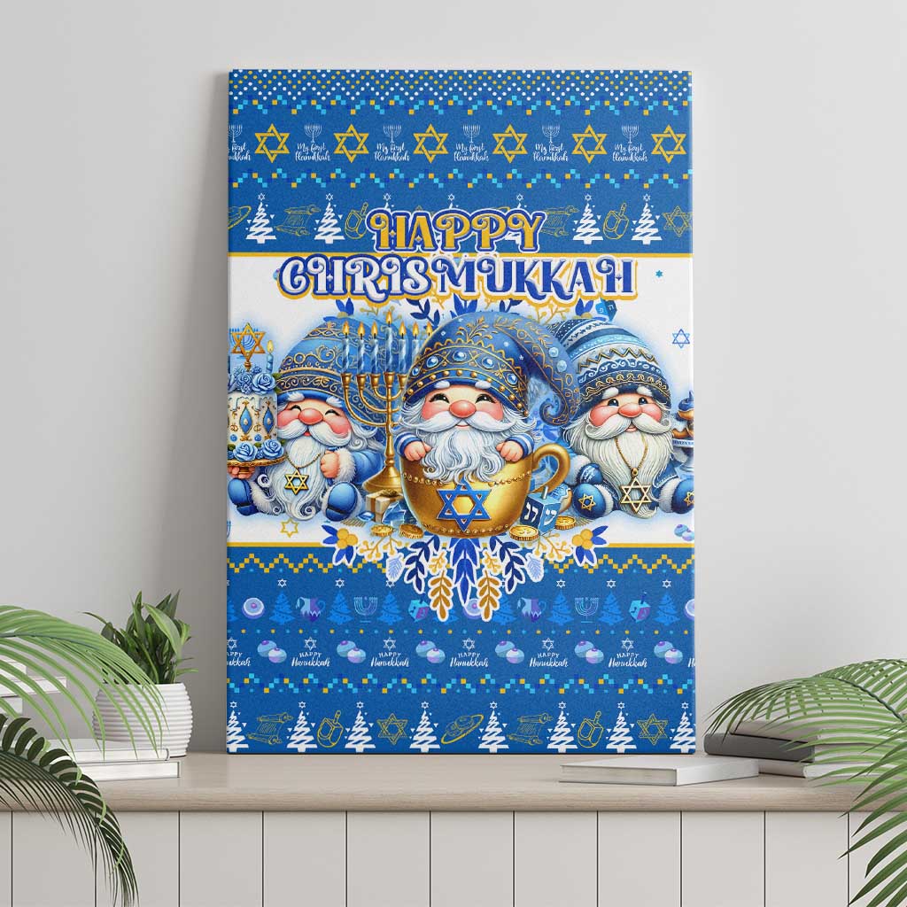 Happy Chrismukkah Canvas Wall Art Gnome Funny Hanukkah Christmas Mashup - Wonder Print Shop