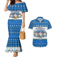 Happy Chrismukkah Couples Matching Mermaid Dress and Hawaiian Shirt Gnome Funny Hanukkah Christmas Mashup - Wonder Print Shop