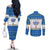 Happy Chrismukkah Couples Matching Off The Shoulder Long Sleeve Dress and Long Sleeve Button Shirt Gnome Funny Hanukkah Christmas Mashup - Wonder Print Shop