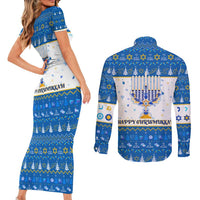Happy Chrismukkah Couples Matching Short Sleeve Bodycon Dress and Long Sleeve Button Shirt Gnome Funny Hanukkah Christmas Mashup - Wonder Print Shop