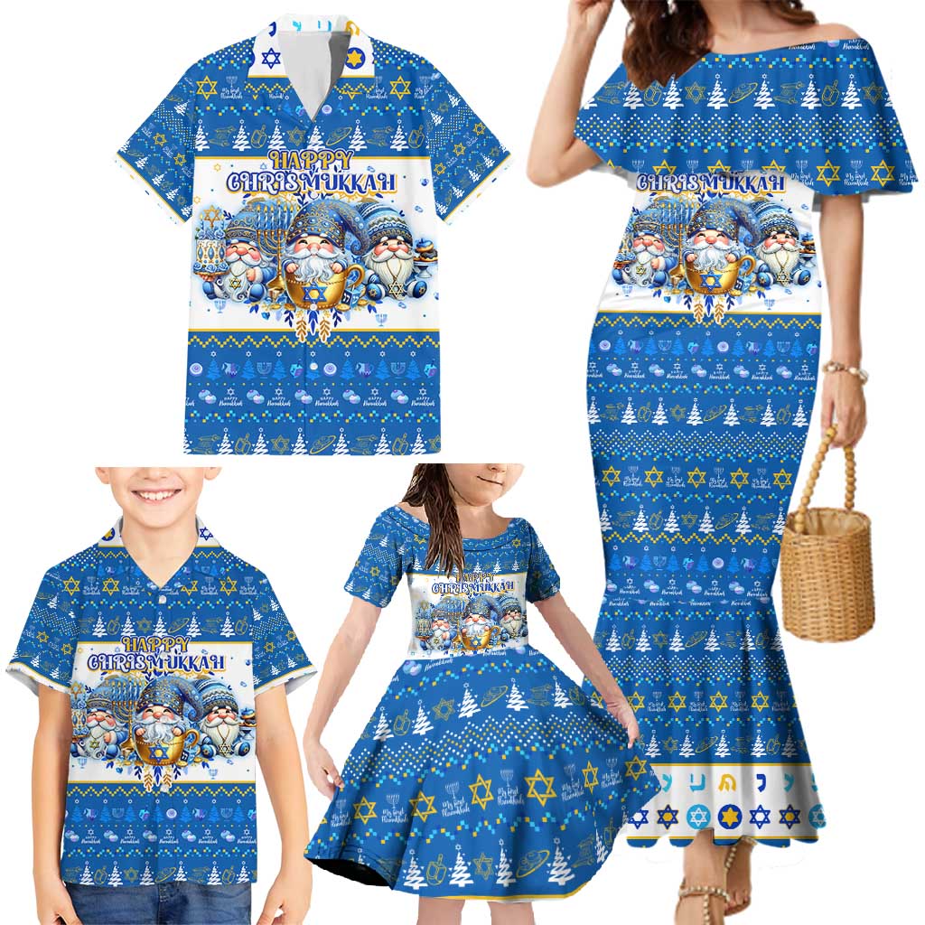 Happy Chrismukkah Family Matching Mermaid Dress and Hawaiian Shirt Gnome Funny Hanukkah Christmas Mashup - Wonder Print Shop