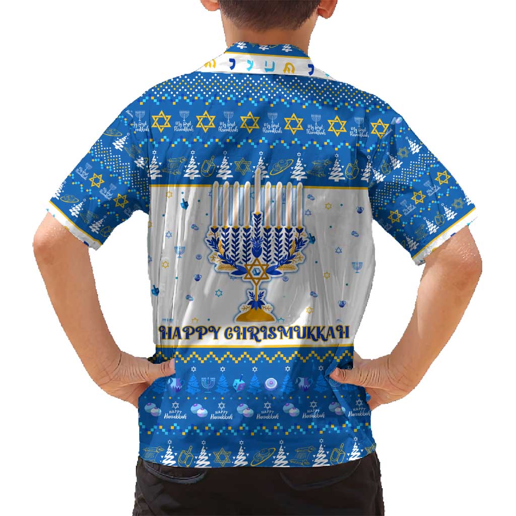 Happy Chrismukkah Family Matching Off Shoulder Maxi Dress and Hawaiian Shirt Gnome Funny Hanukkah Christmas Mashup - Wonder Print Shop