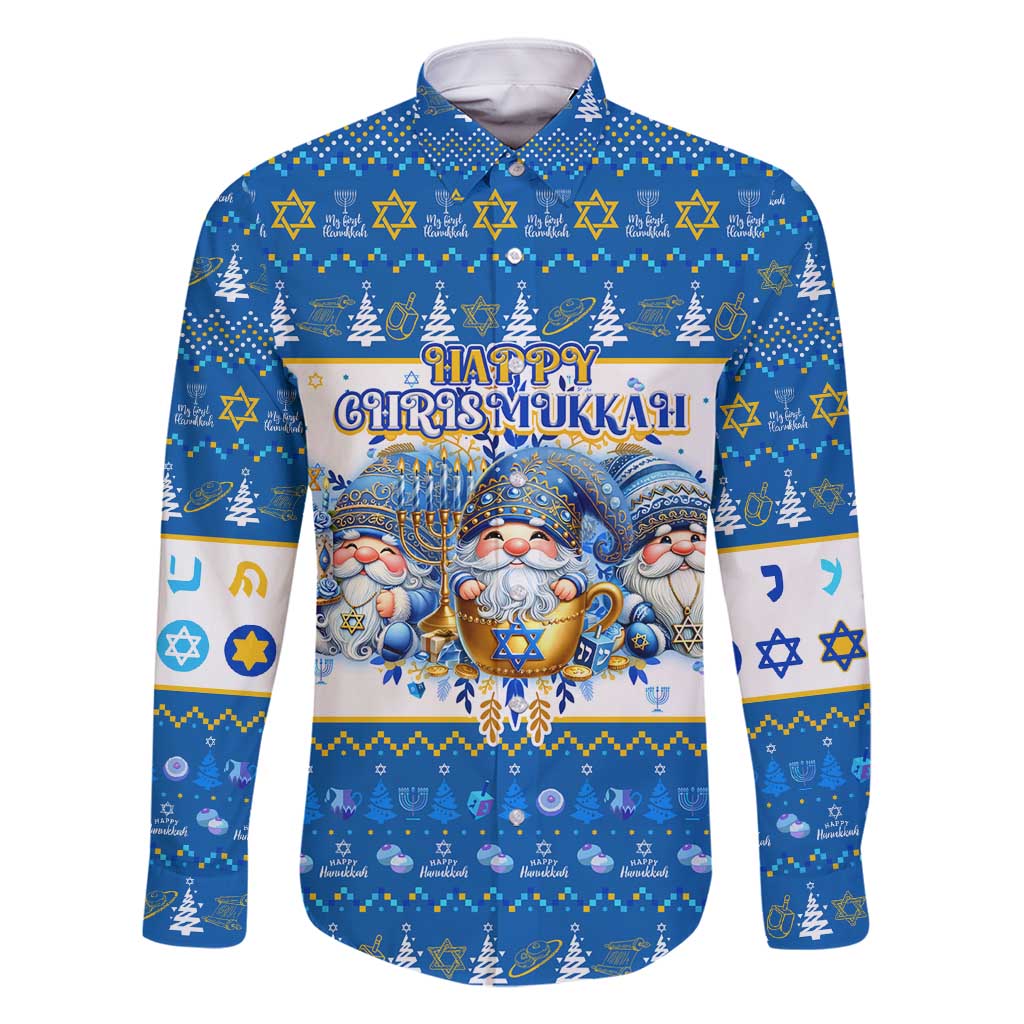 Happy Chrismukkah Family Matching Off Shoulder Maxi Dress and Hawaiian Shirt Gnome Funny Hanukkah Christmas Mashup - Wonder Print Shop