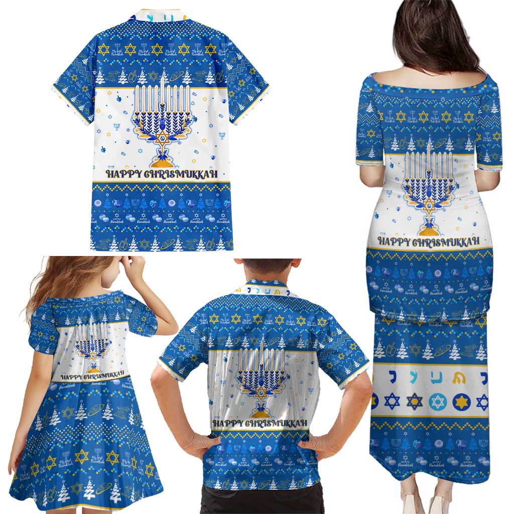 Happy Chrismukkah Family Matching Puletasi and Hawaiian Shirt Gnome Funny Hanukkah Christmas Mashup - Wonder Print Shop