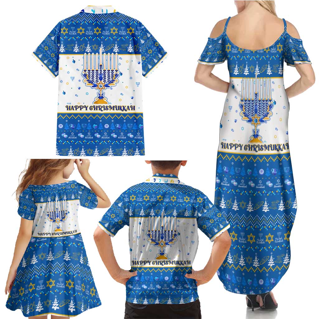 Happy Chrismukkah Family Matching Summer Maxi Dress and Hawaiian Shirt Gnome Funny Hanukkah Christmas Mashup - Wonder Print Shop