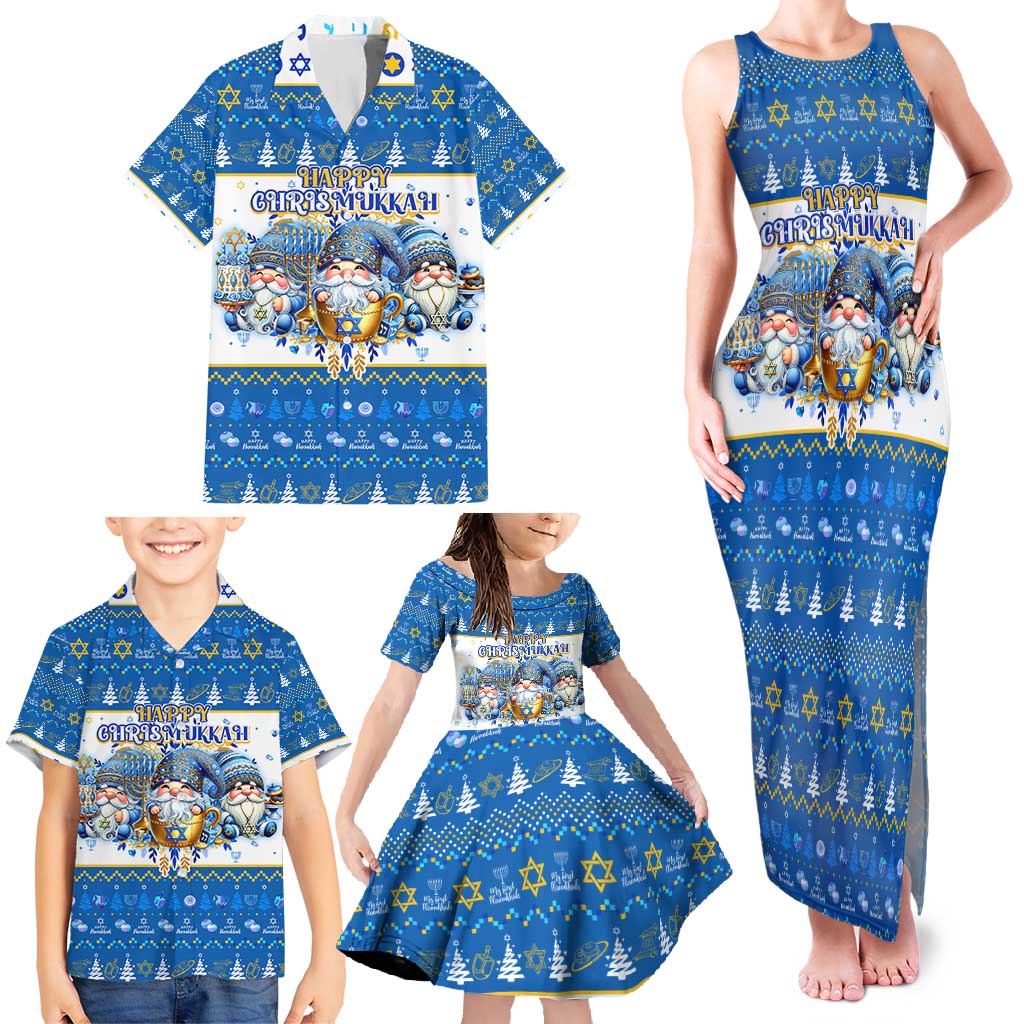 Happy Chrismukkah Family Matching Tank Maxi Dress and Hawaiian Shirt Gnome Funny Hanukkah Christmas Mashup - Wonder Print Shop
