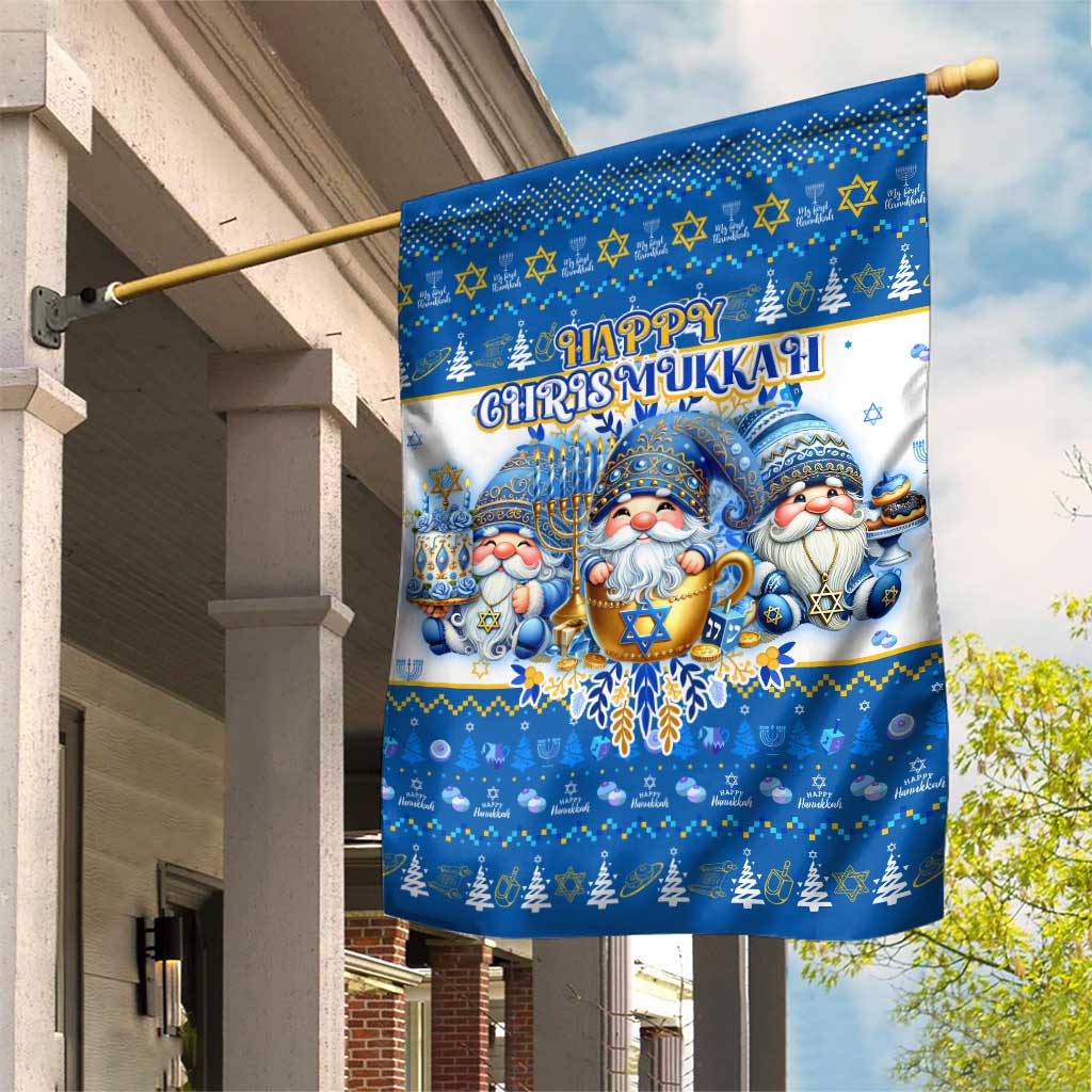 Happy Chrismukkah Garden Flag Gnome Funny Hanukkah Christmas Mashup - Wonder Print Shop