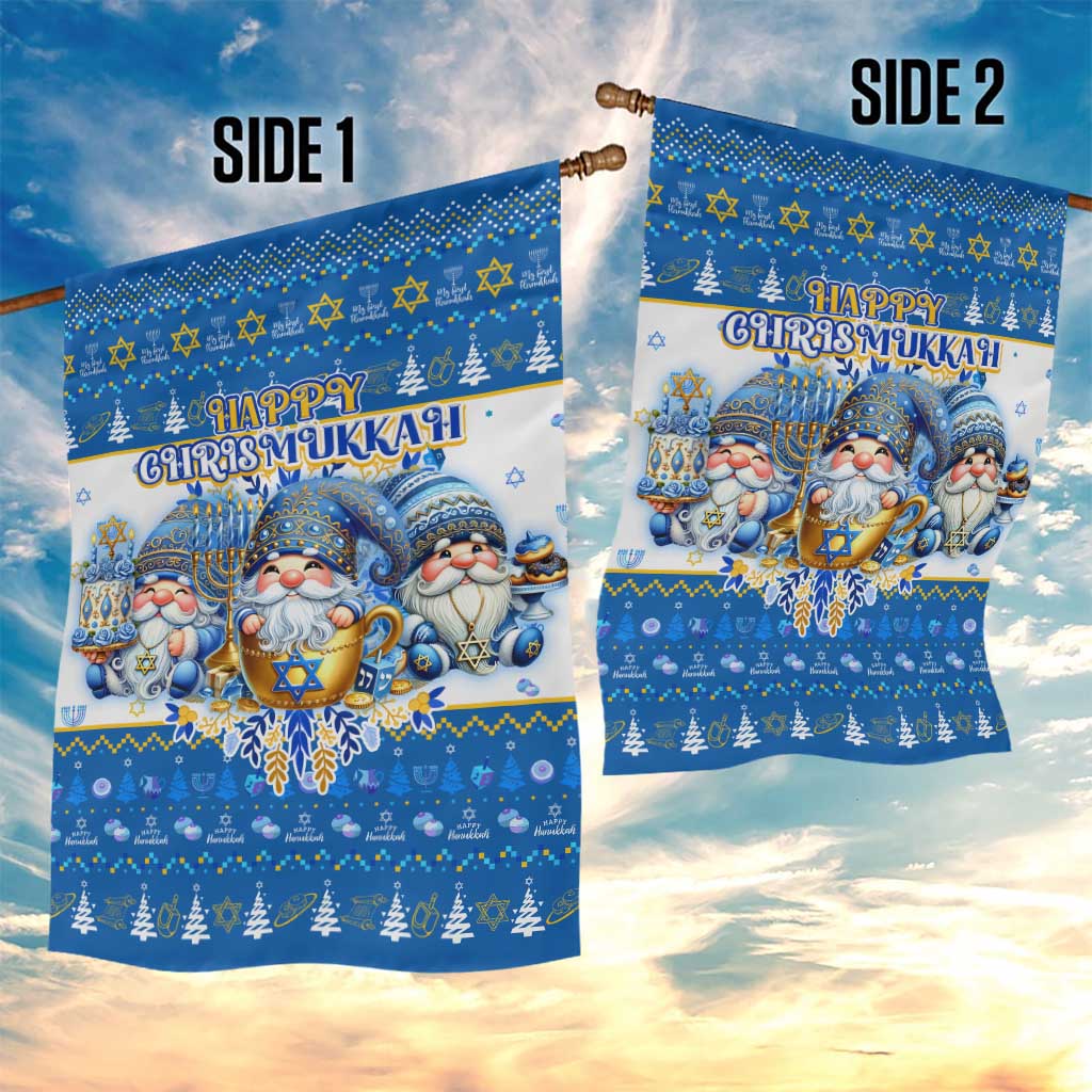 Happy Chrismukkah Garden Flag Gnome Funny Hanukkah Christmas Mashup - Wonder Print Shop