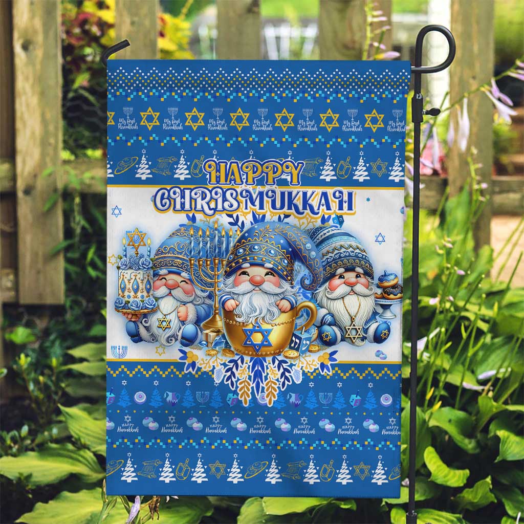 Happy Chrismukkah Garden Flag Gnome Funny Hanukkah Christmas Mashup - Wonder Print Shop