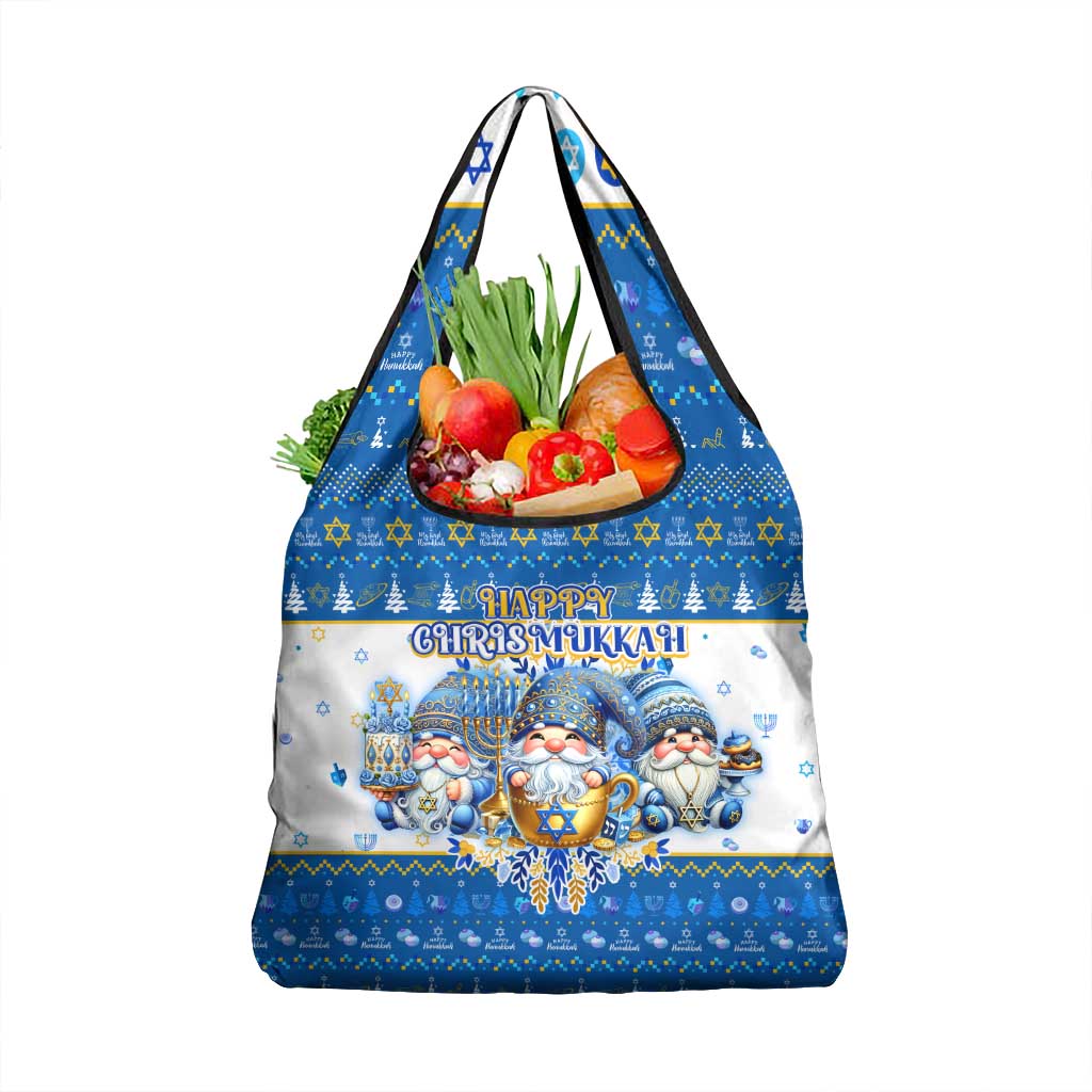 Happy Chrismukkah Grocery Bag Gnome Funny Hanukkah Christmas Mashup - Wonder Print Shop