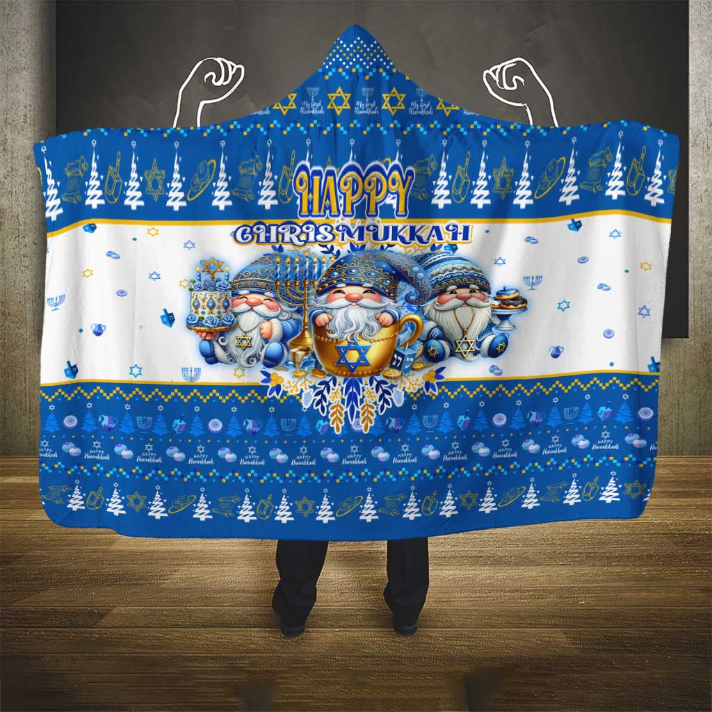 Happy Chrismukkah Hooded Blanket Gnome Funny Hanukkah Christmas Mashup - Wonder Print Shop
