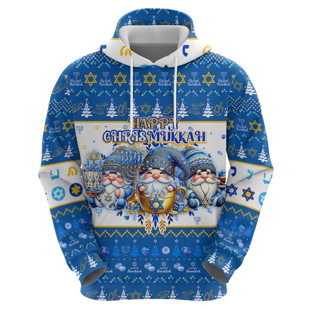 Happy Chrismukkah Hoodie Gnome Funny Hanukkah Christmas Mashup - Wonder Print Shop