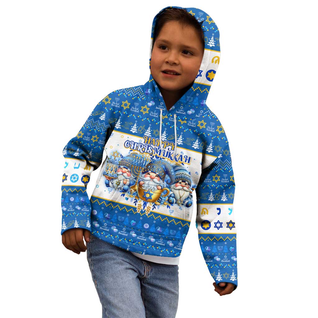 Happy Chrismukkah Kid Hoodie Gnome Funny Hanukkah Christmas Mashup - Wonder Print Shop
