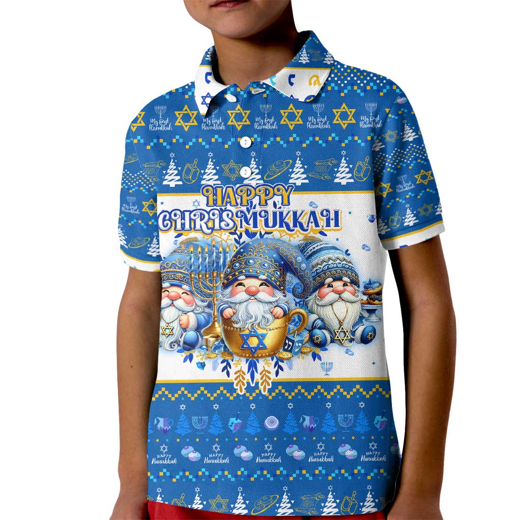 Happy Chrismukkah Kid Polo Shirt Gnome Funny Hanukkah Christmas Mashup - Wonder Print Shop
